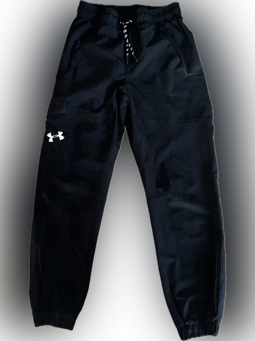 Boys’ Under Armour Black Jogger Loose wind pants with White Logo